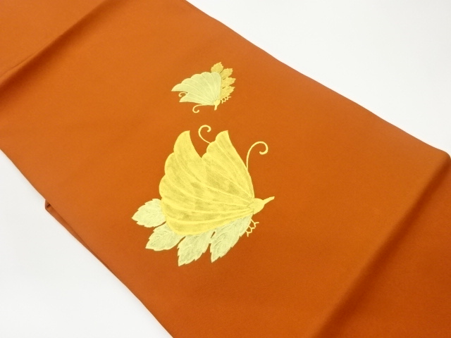 塩瀬箔置き花葉模様名古屋帯